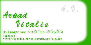 arpad vitalis business card